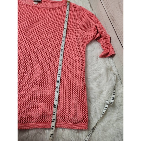 Fashion Bug Womens Mesh Open Knit Sweater Long‎ Sleeve Coral Pink Size 22 - Picture 6 of 6